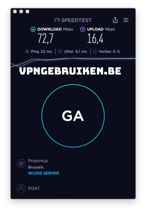 Snelheidstest PureVPN VPN server België - https://vpngebruiken.be